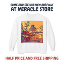 Bird on Branch Crewneck Sweatshirt — Colorful Songbird Art Pullover Printify