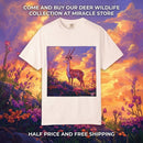 Sunset Gazelle T-Shirt — Majestic Deer Illustration Tee Printify