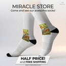 Autumn Harvest Sublimation Socks — Pumpkin & Leaves Crew Socks Printify