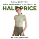 High-End Yoga Wear With Chest Pads Womens Short-Sleeve Sports Top Miracle Store