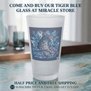 Frosted 16oz Pint Glass — Blue Floral Leopard Design Printify
