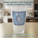 Frosted 16oz Pint Glass — Blue Floral Leopard Design Printify