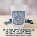 Frosted 16oz Pint Glass — Blue Floral Leopard Design Printify