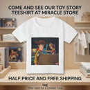Cowboy Toy Scene Toddler T‑Shirt — Nostalgic Animated Characters Print Printify