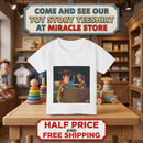 Cowboy Toy Scene Toddler T‑Shirt — Nostalgic Animated Characters Print Printify