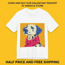 Dalmatian Pixel Art Tee — Cute Blue-Accented Dog Graphic Shirt Printify