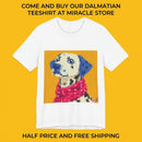 Dalmatian Pixel Art Tee — Cute Blue-Accented Dog Graphic Shirt Printify