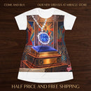 Art Deco Sapphire Necklace T‑Shirt Dress – Vintage Jewelry Illustration AOP Printify