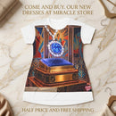 Art Deco Sapphire Necklace T‑Shirt Dress – Vintage Jewelry Illustration AOP Printify