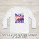 Youth Long Sleeve Tee — Colorful Lighthouse Sunset Graphic Printify
