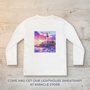 Youth Long Sleeve Tee — Colorful Lighthouse Sunset Graphic Printify