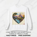 Heart Castle Sweatshirt — Scenic Fantasy Landscape Crewneck Printify