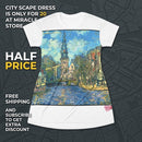 Canal Cityscape T-Shirt Dress — Impressionist Amsterdam Canal Print Printify