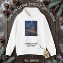 Northern Lights Cabin Hoodie – Cozy Winter Night Aurora Sweatshirt Printify