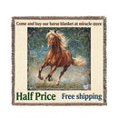 Galloping Horse Woven Blanket — Tapestry Throw for Equestrian Lovers Printify