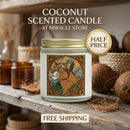 Coconut Apricot Scented Candle (4oz/9oz) — Decorative Tiger Illustration Jar Printify