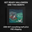 Ghostly Graveyard Bar Tablecloth — Halloween Cemetery Party Decor Printify