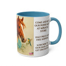 Horse & Hummingbird Floral Mug — 11oz Two-Tone Coffee Cup Printify