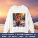 Fox Winter Crewneck Sweatshirt — Sunset Forest Fox Graphic Printify