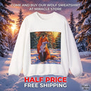 Fox Winter Crewneck Sweatshirt — Sunset Forest Fox Graphic Printify