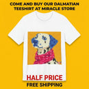 Dalmatian Pixel Art Tee — Cute Blue-Accented Dog Graphic Shirt Printify