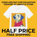 Dalmatian Pixel Art Tee — Cute Blue-Accented Dog Graphic Shirt Printify