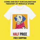 Dalmatian Pixel Art Tee — Cute Blue-Accented Dog Graphic Shirt Printify