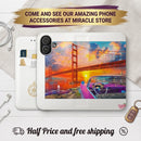 Golden Gate Sunset Convertible Phone Flip Case — Retro Convertible Car Art Printify