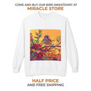 Bird on Branch Crewneck Sweatshirt — Colorful Songbird Art Pullover Printify