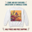 Bird on Branch Crewneck Sweatshirt — Colorful Songbird Art Pullover Printify