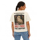 Owl Floral Boxy Tee Printify