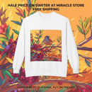 Bird on Branch Crewneck Sweatshirt — Colorful Songbird Art Pullover Printify