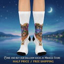Hot Air Balloon Nightscape Cushioned Crew Socks — Whimsical Travel & Dreamscape Gift Printify