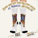 Hot Air Balloon Nightscape Cushioned Crew Socks — Whimsical Travel & Dreamscape Gift Printify