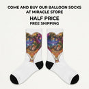 Hot Air Balloon Nightscape Cushioned Crew Socks — Whimsical Travel & Dreamscape Gift Printify