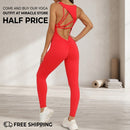 Yoga Jumpsuit V-shaped Back Design Sleeveless Fitness Running Sportswear Stretch Tights Pants For Womens Clothing Miracle Store