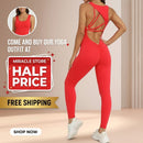 Yoga Jumpsuit V-shaped Back Design Sleeveless Fitness Running Sportswear Stretch Tights Pants For Womens Clothing Miracle Store