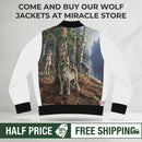Women's Wolf Pack Bomber Jacket — Scenic Nature Back Print Printify