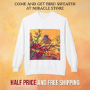 Bird on Branch Crewneck Sweatshirt — Colorful Songbird Art Pullover Printify