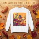 Bird on Branch Crewneck Sweatshirt — Colorful Songbird Art Pullover Printify