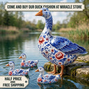 Decorative Duck Pillow Cover — Blue Delft Goose Garden Accent Printify
