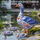 Decorative Duck Pillow Cover — Blue Delft Goose Garden Accent Printify