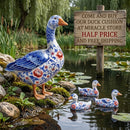 Decorative Duck Pillow Cover — Blue Delft Goose Garden Accent Printify