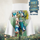 Fantasy Anime Skater Skirt — Whimsical Girl with Birds AOP Printify