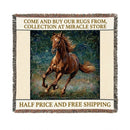 Galloping Horse Woven Blanket — Tapestry Throw for Equestrian Lovers Printify