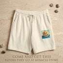 Sunset Smiley Pocket Sweatshorts — Lightweight Garment-Dyed Fleece Printify