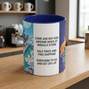 Lilo & Stitch Surfing Accent Mug — Cute Hawaiian Cartoon Coffee Cup (11oz) Printify