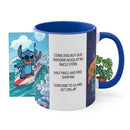 Lilo & Stitch Surfing Accent Mug — Cute Hawaiian Cartoon Coffee Cup (11oz) Printify