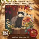 Badger Floral Sticker — Autumn Woodland Kiss-Cut Laptop Decal Printify