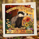 Badger Floral Sticker — Autumn Woodland Kiss-Cut Laptop Decal Printify